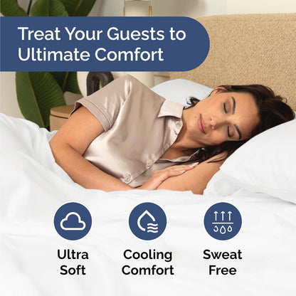 Skiennix Twin XL Sheet Sets - Bulk Case of 16 with Deep Pockets - Breathable, Cooling & Wrinkle-Free (White)