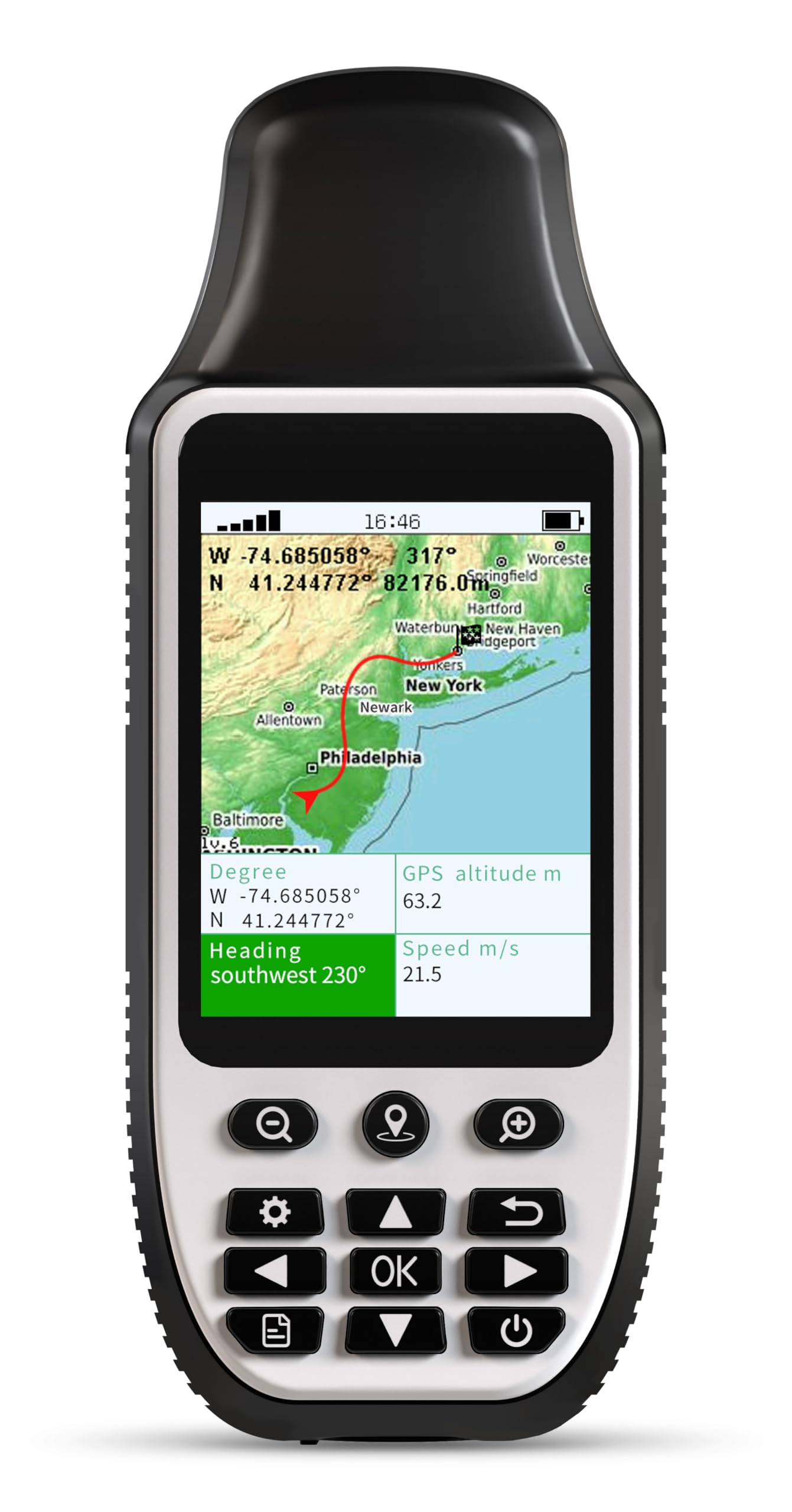 S190 Handheld GPS Navigator, Rugged Handheld GPS for Hiking with 3-Axis Compass, 3.2" Color Display, Handheld GPS with Preloaded USA Topo Maps, 64GB Memory and Extra Battery Life