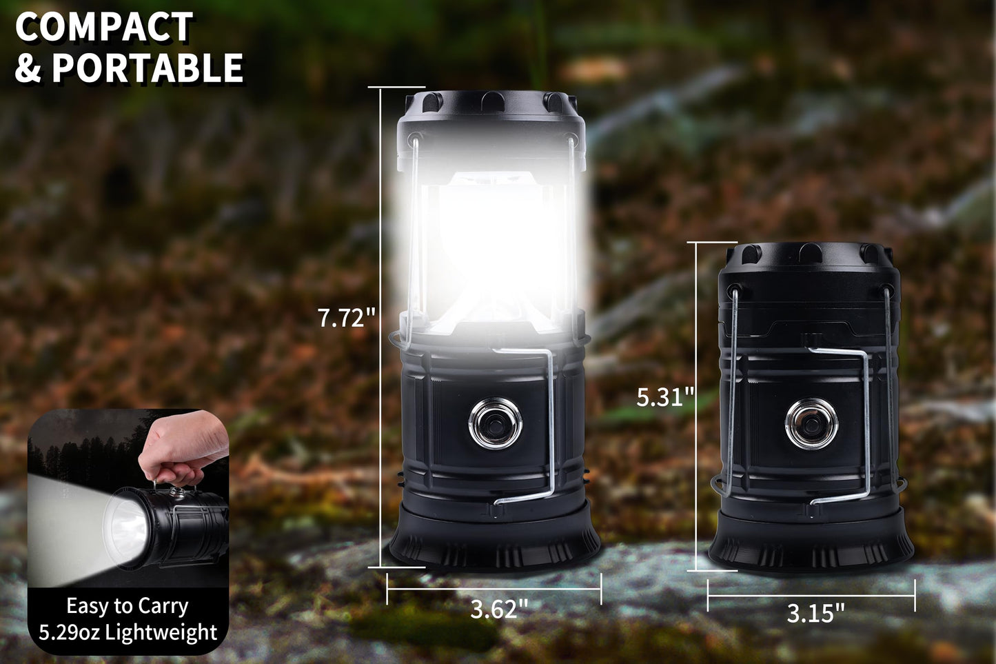 KunHe 24-Pack 1800mAh Collapsible Portable LED Camping Lantern Lightweight Waterproof USB Rechargeable LED Flashlight Kits for Indoor Outdoor Home Emergency Light Power Hiking