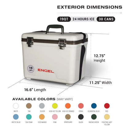 Engel UC19 19qt Leak-Proof, Air Tight, Drybox Cooler and 32°F Cooler Packs for Boating, Camping, Fishing, Hiking & Food Storage