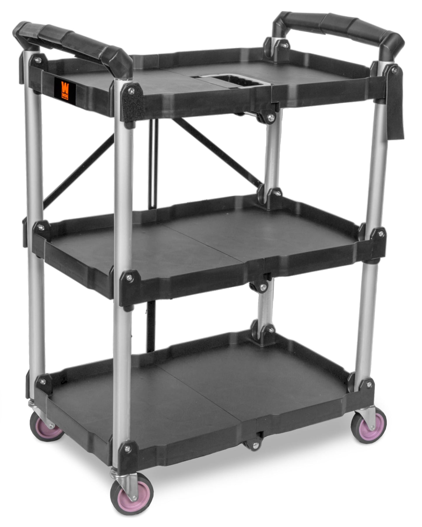 Wen Compact Foldable Service Utility Cart, Three Tier with 165-Pound Capacity (73065)