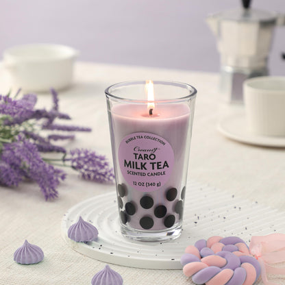 Boba Tea Candle,Taro Boba Tea Scented Candle,Bubble Candle,Valentines Day Brithday Funny Food Candles Gifts for Milk Tea Lovers,Taro 12oz