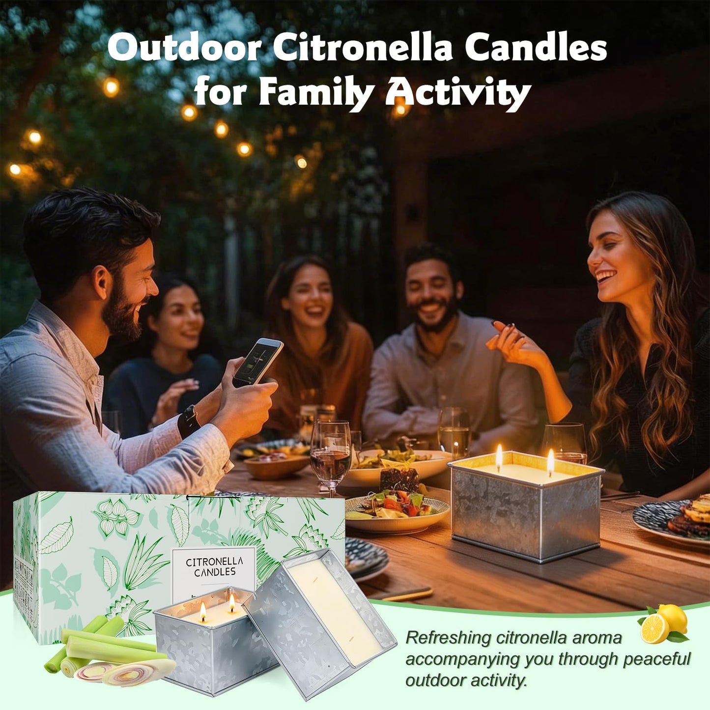 Citronella Candles Outdoor, 2-Wick 24oz Large Citronella Candle, Outdoor Candles up to 160 Hours Burning,2 Pack Soy Wax Summer Candle for Outside Patio Camping, Indoor Emergency or Survival