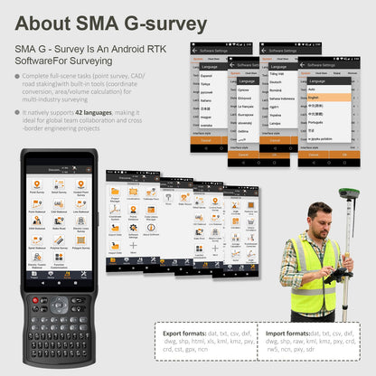 SMA26 Plus GNSS RTK Rover & Base Surveying Equipment with Controller and Software, Connect with UAVs,1cm Accuracy, NOAA Certified, IMU/PPP/UHF/NTRIP/BT, IP67 GPS for Civil Engineering and Topography