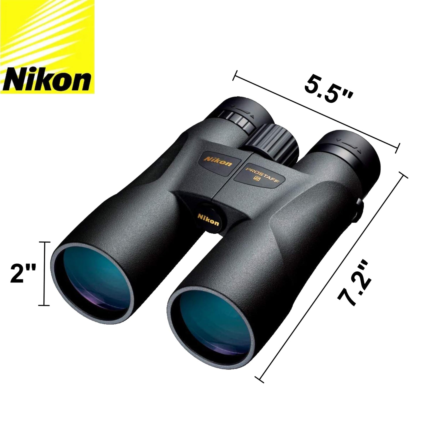 Nikon PROSTAFF 5 12x50 (7573) Black Binoculars Bundle with Lens Pen and Cleaning Cloth, Compact Binoculars for Adults for Hunting, Bird Watching, and Hiking Essentials, Zoom, Travel