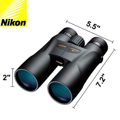 Nikon PROSTAFF 5 12x50 (7573) Black Binoculars Bundle with Lens Pen and Cleaning Cloth, Compact Binoculars for Adults for Hunting, Bird Watching, and Hiking Essentials, Zoom, Travel