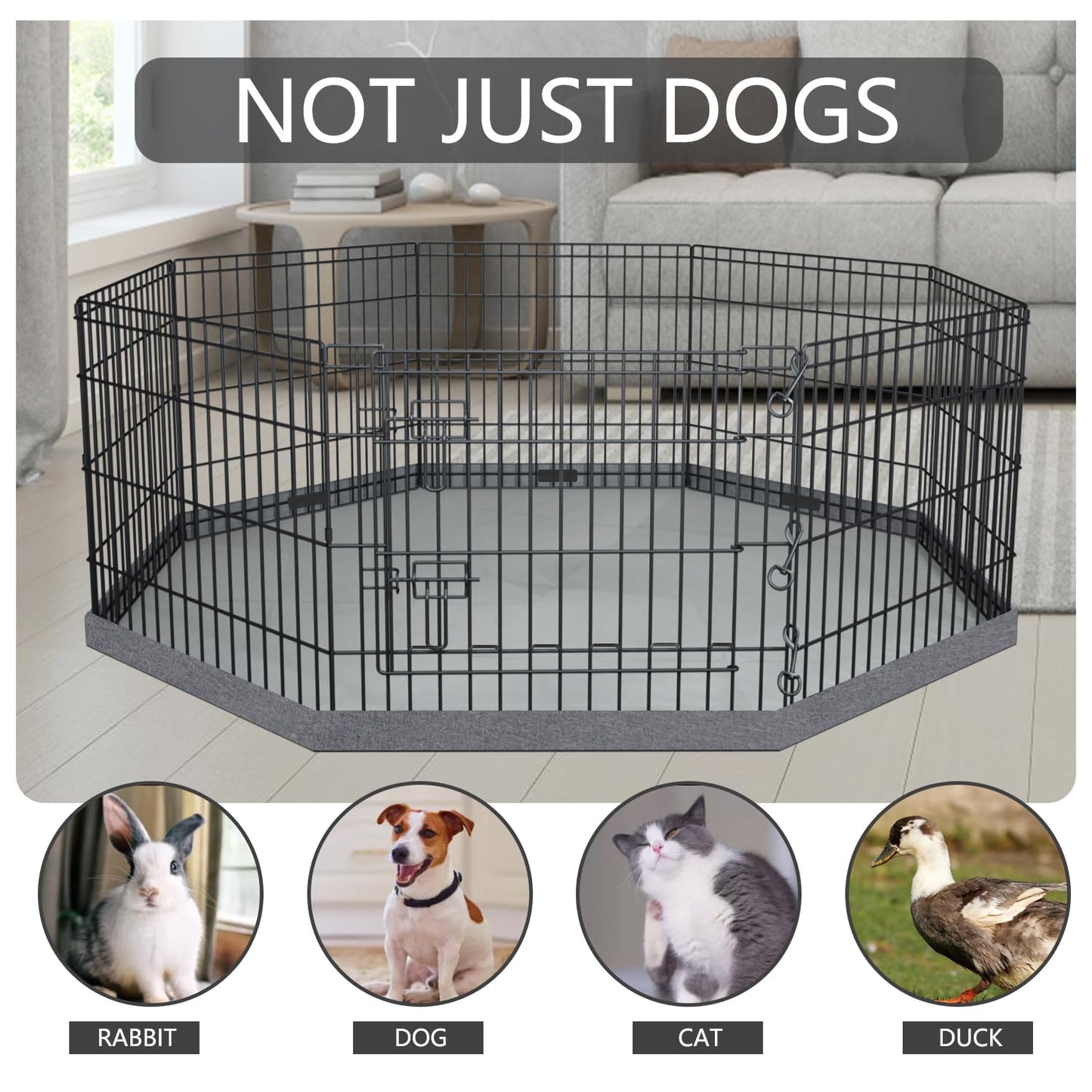 PETIME Foldable Metal Dog Exercise Pen/Pet Puppy Playpen Kennels Yard Fence Indoor/Outdoor 8 Panel 24" W with Top Cover and Bottom Pad (Playpen+Bottom+Top Cover, 8 Panels 24" H)