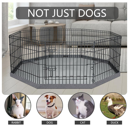 PETIME Foldable Metal Dog Exercise Pen/Pet Puppy Playpen Kennels Yard Fence Indoor/Outdoor 8 Panel 24" W with Top Cover and Bottom Pad (Playpen+Bottom+Top Cover, 8 Panels 24" H)