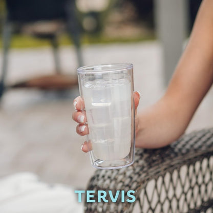 Tervis Clear & Colorful Tabletop Made in USA Double Walled Insulated Tumbler Travel Cup Keeps Drinks Cold & Hot, 16oz - 4pk, River Rock