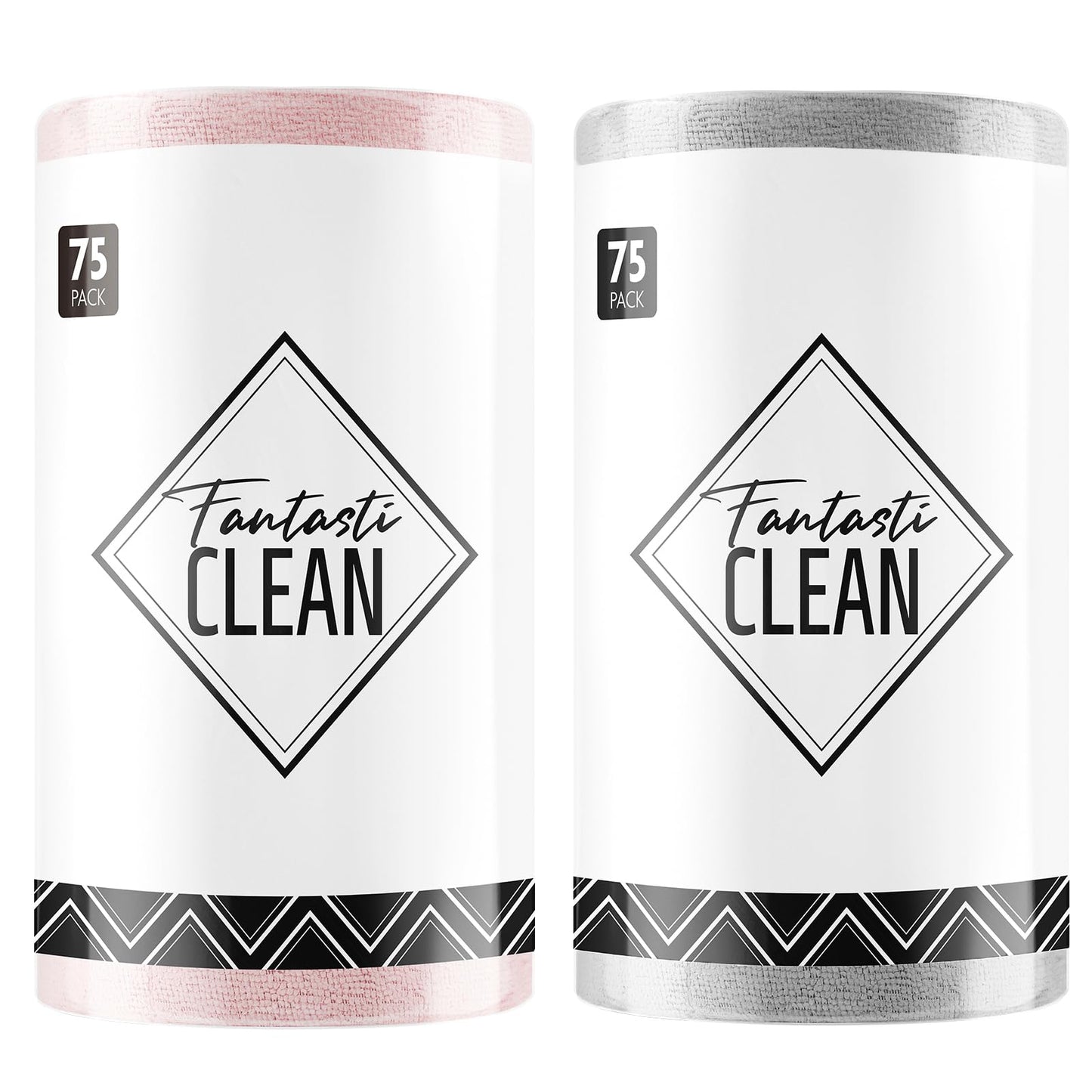 Fantasticlean Microfiber Cleaning Cloth Roll -150 Pack, Tear Away Microfiber Towels, 12" x 12", Reusable, Washable, Ultra Absorbent Dishcloth for Home Supplies, Car, Pet, Kitchen (2 Rolls of Grey)