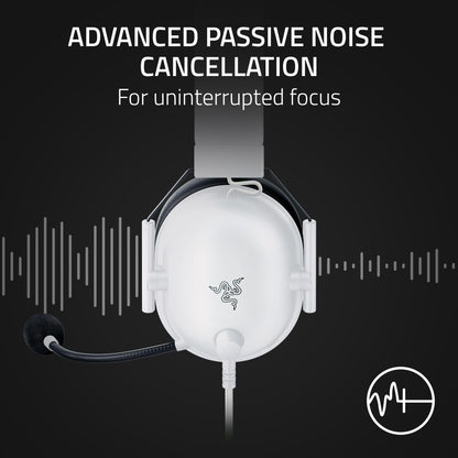 Razer BlackShark V2 X Gaming Headset: Special Edition - 50mm Drivers - Cardioid Mic - Comfortable Noise Isolating Earcups - for PC, Mac, PS5, Xbox One, Nintendo Switch via 3.5mm Audio Jack - White