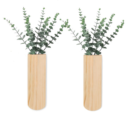 Bylion Wood Wall Planters, Hanging Wall Decor for Indoor Living Room Bedroom Modern Farmhouse Wooden Vase Wood Wall Pocket for Greenery Plants and Dried Flowers (2 Pack)