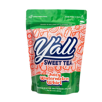 Y'all Sweet Tea - Watermelon Flavored Iced Tea Bags One Gallon Size in 10 Gallons Per Pack Quick Brew Southern Ice Tea with Juicy Watermelon Flavor | As Seen on Shark Tank (Caffeinated)