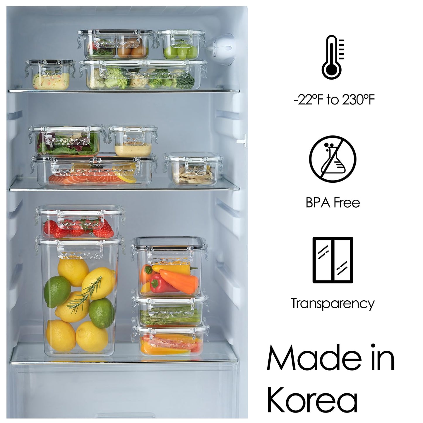 gotman Airtight Food Storage Containers with Lids Gift Set (6 pack) BPA-Free | Clear | Microwave, Freezer and Dishwasher Safe | Leak-Proof | Kitchen Fridge Organizer Fruit Boxes | Fresher Food