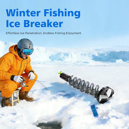 FUJIWARA Ice Auger, 8" Diameter Ice Drill Bit, Nylon Corless Ice Augers for Ice Fishing,SK-5 High Carbon Steel Blade,with 1/2”Universal Adapter & Buoyant Foam