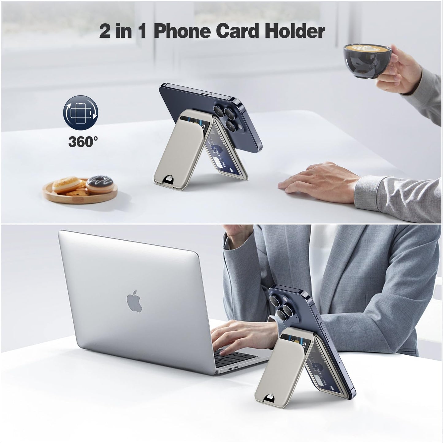 Mag-Safe Wallet Magnetic Wallet for Phone Lightweight Magnetic Phone Pouch Stand Adjustable Leather Mag-Safe Card Holder for iPhone 17/16/15/14/13/12 Series, Not for iPhone 13/12 Mini (Black)