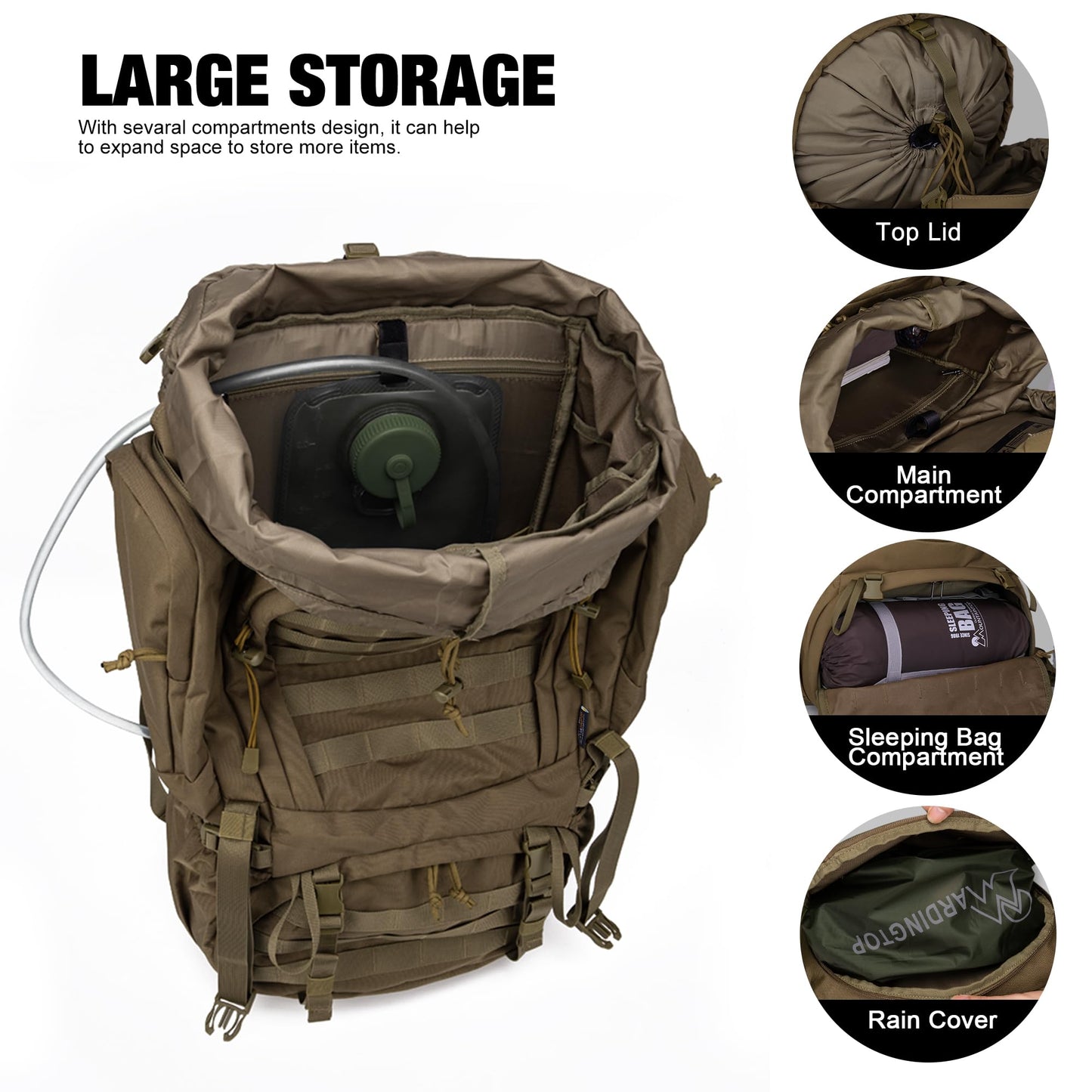 Mardingtop 60L Internal Frame Backpack + 25L Cordura Hiking Backpack