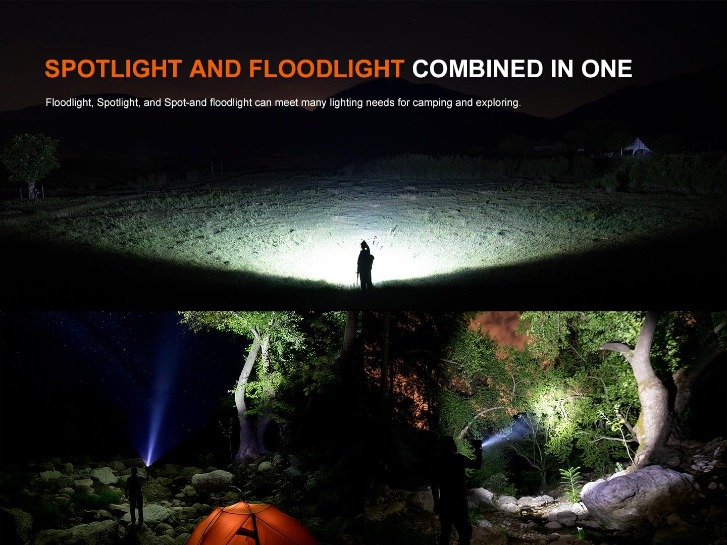 CP50R Rechargeable Lantern Flashlight, 5500 Lumen Spotlight & Floodlight, Multi-Color LEDs, Adjustable Color Temperature, 492 Yards Beam, Tripod Mount, Waterproof for Camping, Job Site & Emergency