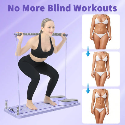 VigorEdge Pilates Board - Pilates Reformer Set, Multi-Purpose Foldable Pilates Reformer Board for Home,11 in 1 Pilates Equipment (Purple)