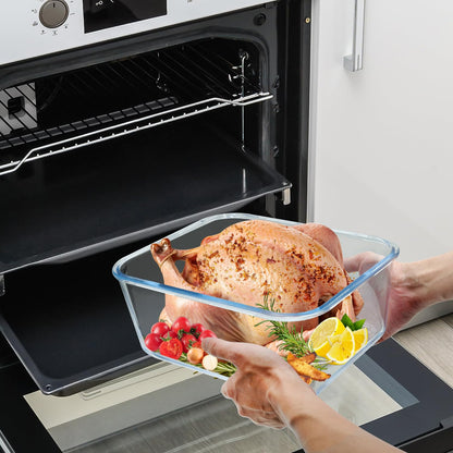 Hontent Large Glass Storage Containers with Lids 201oz Extra Large Big Airtight Glass Food Storage Containers for Rotisserie Chicken Watermelon Leftovers Marinade Turkey, BPA Free, Dishwasher Safe
