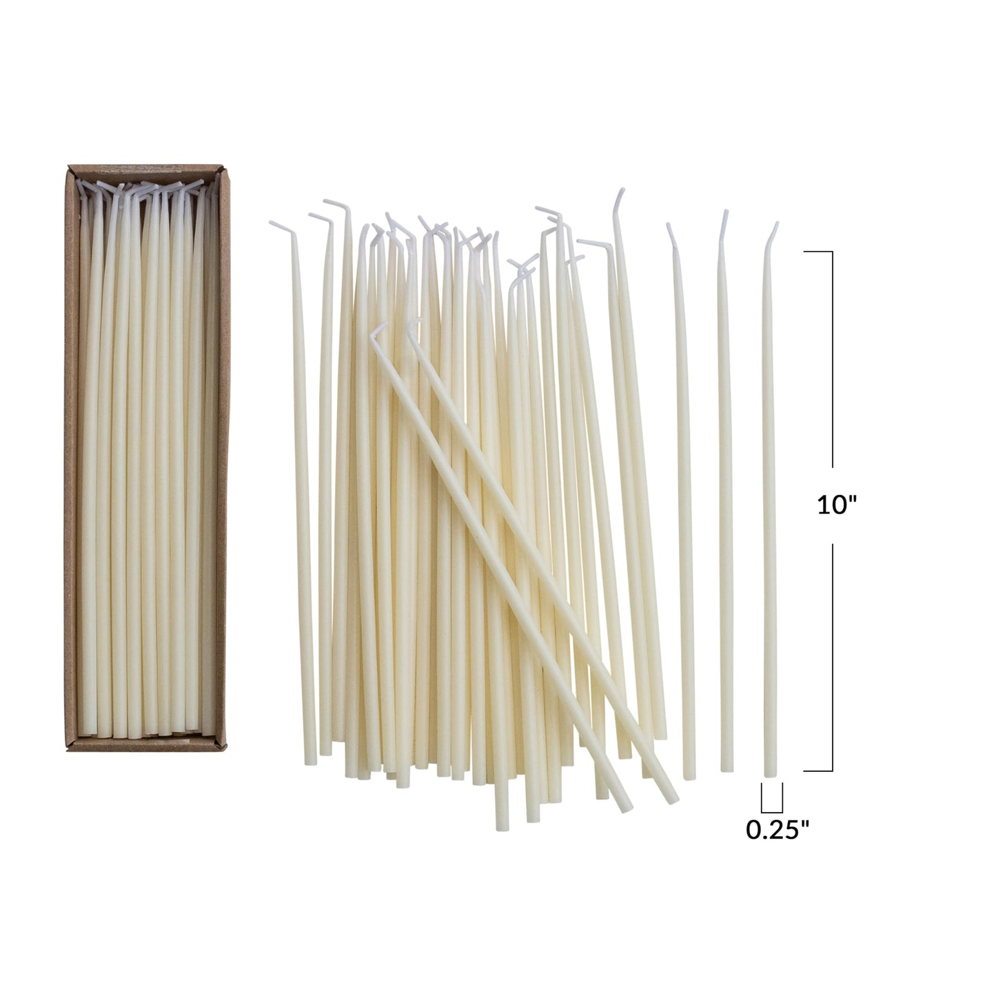 Creative Co-Op 36-Piece Unscented Thin Taper Candles in Box, Ivory