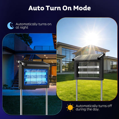 OnBeam Solar Bug Zapper Outdoor, 4500V Mosquito Zapper Waterproof Electric Fly Zapper Rechargeable Mosquito Killer Lamp with 10W Solar Panel, Cordless Fly Trap for Backyard, Patio, Garden, RV, Camping
