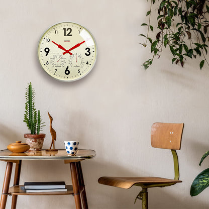 Cloudnola Indoor Outdoor Waterproof Metal Wall Clock with Thermometer and Hygrometer, Gray Zinc, 18 inch Silent Non-Ticking Battery Operated Quality Quartz Round Clock for Patio and Home Decor