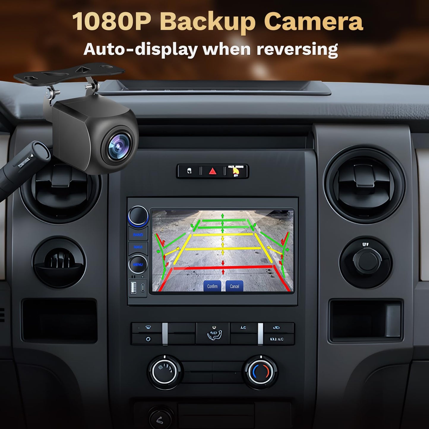 [4Core + 64G ROM] Car Radio Stereo for Ford F150 2004-2008: 7" Touch Screen Head Unit with Wireless Carplay Android Auto Bluetooth 5G-WiFi GPS RDS EQ HiFi FM Mirror Link SWC Backup Camera