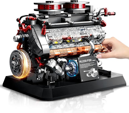Tiger Tank Engine Building Blocks Set for Adults 14+ 1236PCS Military Model Kit with Movable Gears and Pistons Compatible with Lego Mechanical Engineering Toy for Collectors teenager and Military Fans