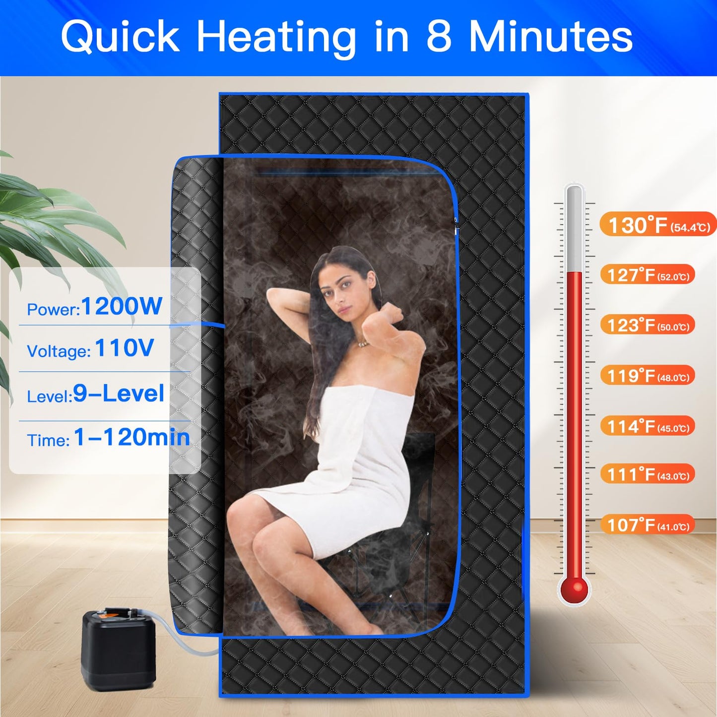 Mirrostory Portable Steam Sauna for Home, Full Body Sauna Box, Personal Sauna Steam Sauna Tent at Home Spa with 3L 1200W Steamer, Home Saunas Room for Gym, Pilates, Garage, Size of 71"x36"x36"(Black)