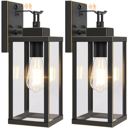BesLowe Motion Sensor Outdoor Wall Lights, Dusk to Dawn, 14in, Bronze, 2-Pack, Model A927S, Metal Sconces for Porch and Exterior Use