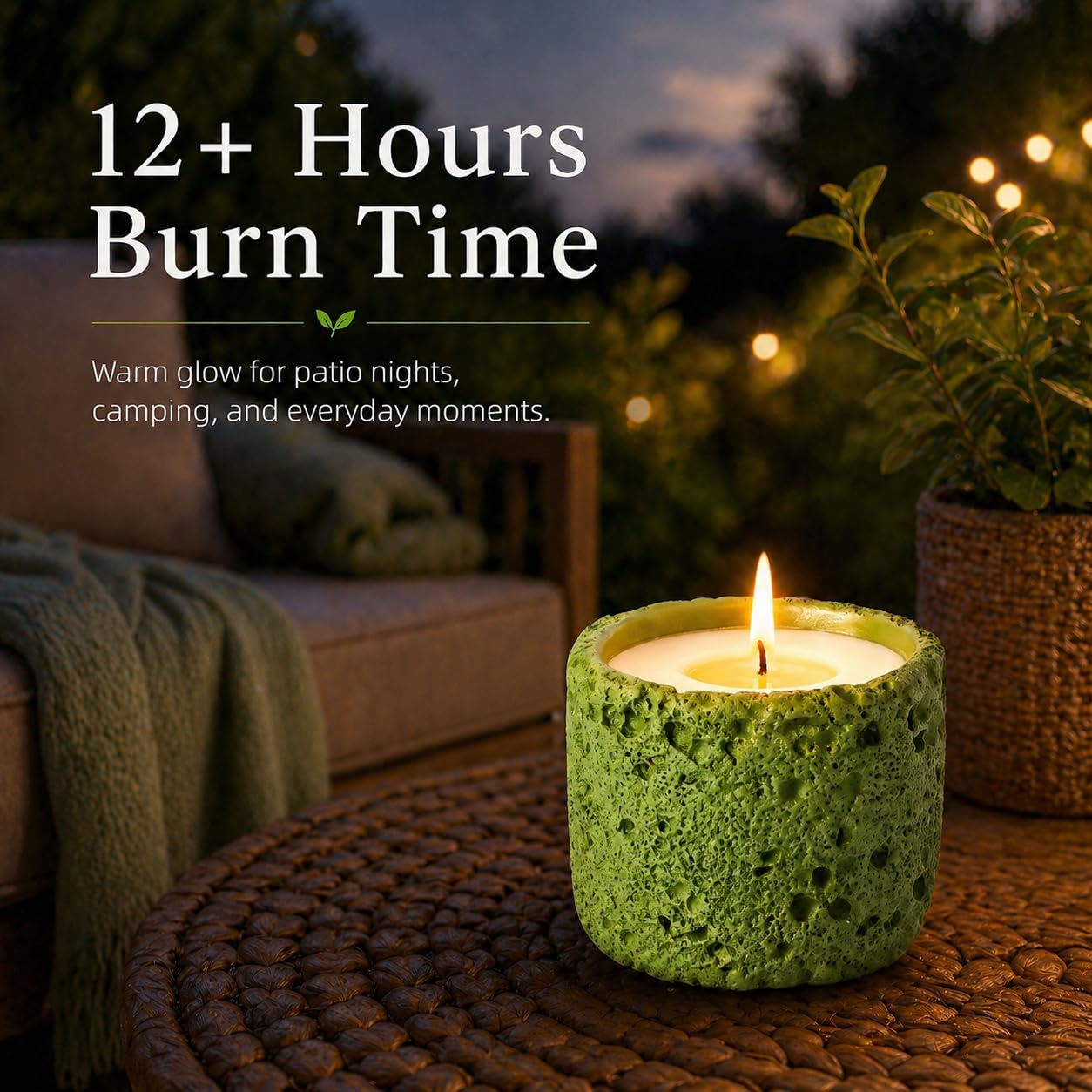 Viyffo 6oz Citronella Candle Outdoor, Small Citronella Candle Indoor, Candles for Home Scented, Non Toxic Soy, Green Ceramic Jar for Patio, Backyard Décor & Camping Gift (12+ Hours Burn)