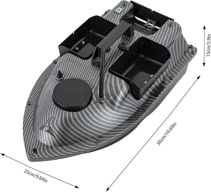 RC Bait Boat 600m/1968ft Long-Distance Control Surf Fishing Bait Boat 4.4LBS Loading Capacity with Dual 5200mAh Battery and LCD for Lake/Ocean Angling Auto Navigation (Gray)