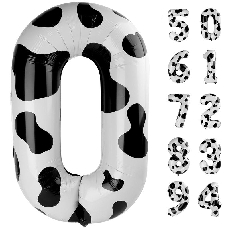 Cow Print Number 10 Balloon 40 inch, 10 Number Balloons, 10th Cow Farm Barnyard theme Birthday Decorations for Girls Boys Kids, 10 Year Old Party Supplies