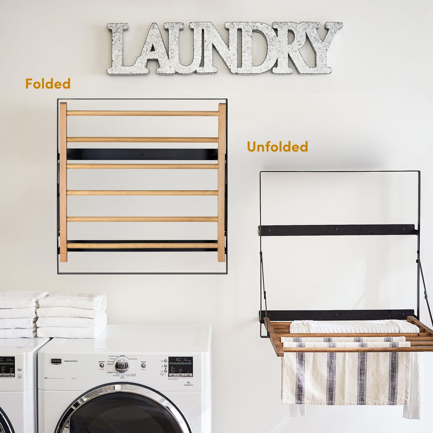TOMACE Wall Mounted Clothes Drying Rack Laundry Drying Rack Collapsible