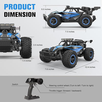 kolegend Remote Control Car 2.4GZh High Speed 20km/h RC Monster Trucks 30+min with LED Headlight and Rechargeable Battery for Boys Girls Kids