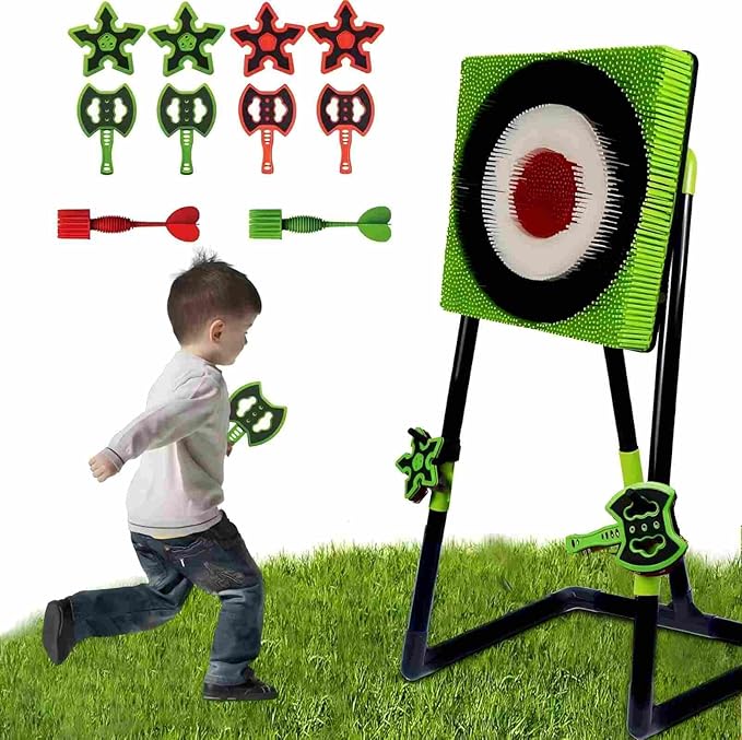 Axe Throwing Game for Backyard - 2-in-1 Axe Throwing Target Set with 4 Throwing Axes &amp 6 Darts - Easy to Carry Axe Throwing Target Game for Family &amp Adults - Carnival Games &amp Outdoor Indoo