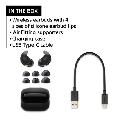 Sony LinkBuds Fit Truly Wireless Noise Canceling Earbud Headphones, Small & Light with Newly Developed Air Fitting Supporters, Black