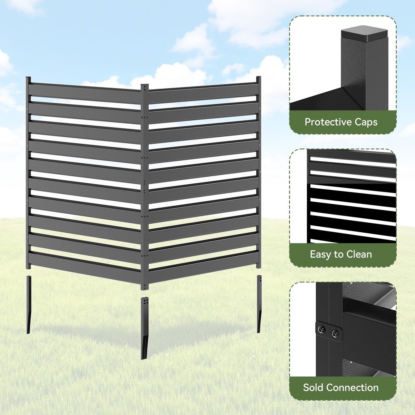 42" H x 38" W (2 Panels) Air Conditioner Fence Screen, Outdoor Privacy Screen Panels, Decorative Garden Fences for Hiding AC Units & Trash Cans, Patio Balcony Garden Decor