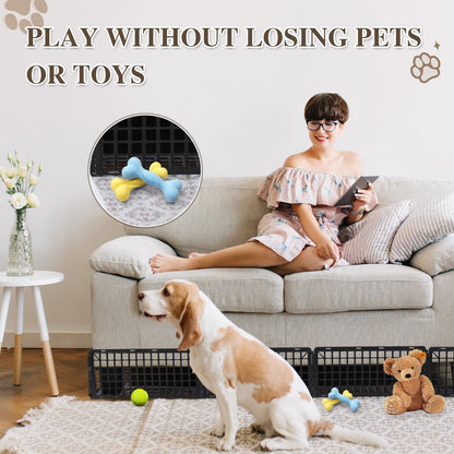 6.5" Height 261" Length in Total Under Couch Blocker, Under Bed Blocker for Pets Stop Pets from Hiding Under Furniture, Detachable Assembleable Under the Couches Blockers for Sofa Bed Cabinets, Black