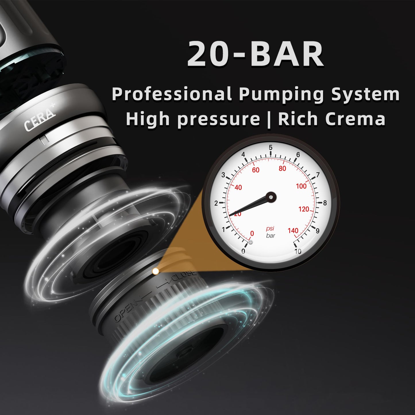 CERA+ PCM03S Portable Coffee Maker Electric Espresso Machine, Self-Heating 8 Cups per Charge & 20 Bar Small Coffee Maker for Travel & RV, Single Serve Coffee Maker Works with NS Capsules & Grounds