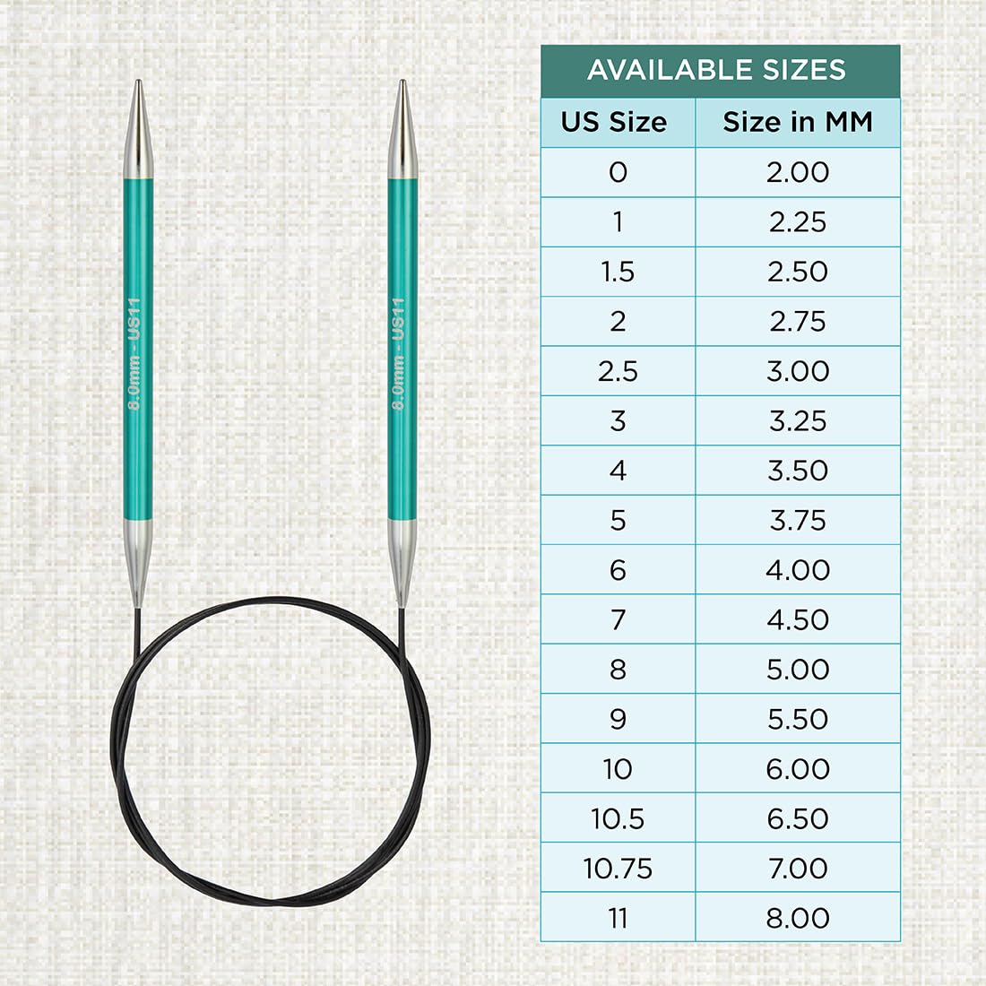 KnitPro Zing Fixed Circular Needles 16" (40cm) | US Size 11 (8mm)
