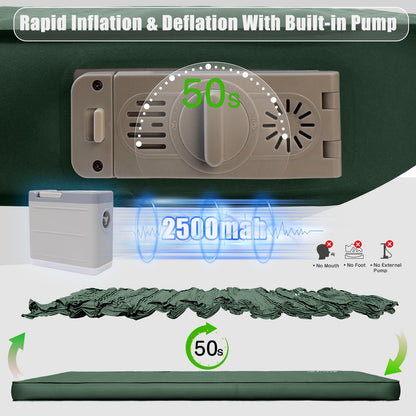 NYECHTO Self Inflating Sleeping Pad for Camping, 4" Extra-Thick Memory Foam Camping Mattress with Electric Pump, Fast Inflate & Deflate,9.5 R-Value Insulated Camping Pad for Car Travel Tent Cot, Green