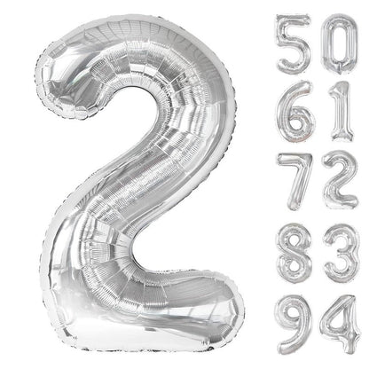 Silver 2 Balloon, Number Balloons 40 Inch, 2nd Balloon Number Birthday Decorations, Two Second Birthday Party Supplies, Number 2 Balloon