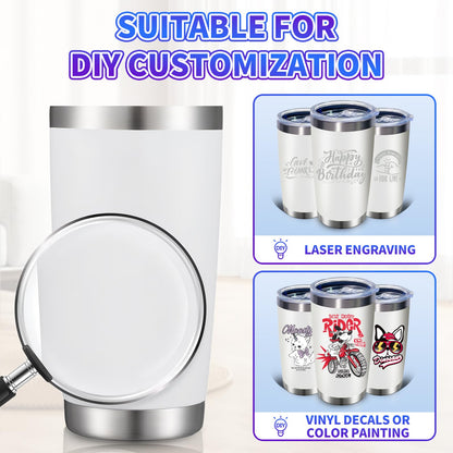 HAOLI 36 Pack, 20oz Stainless Steel Bulk Tumblers with Lids and Straws, Leakproof Double Wall Travel Mug for Hot/Cold Drinks, Home Office Outdoor Party, Durable Powder Coated Insulated Cup/White