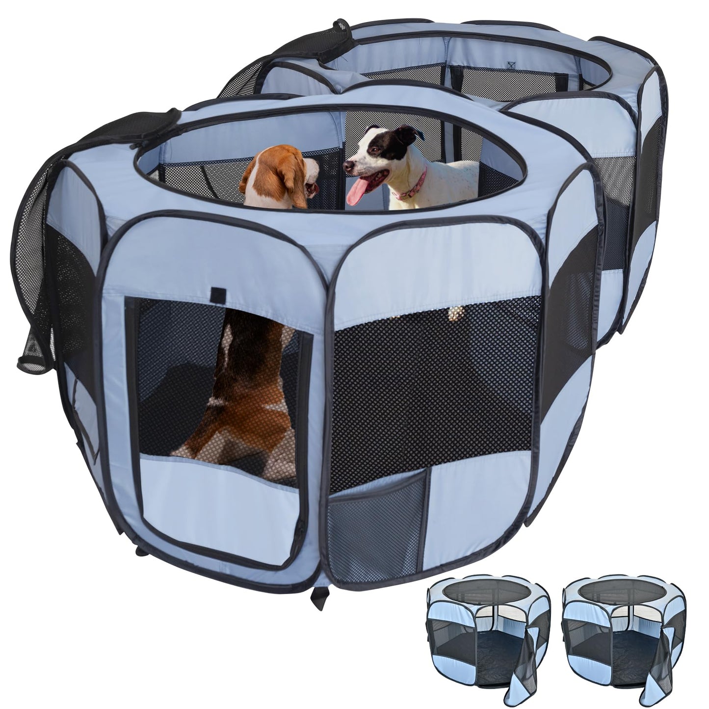 2-in-1 XLarge Cat Playpen, Detachable into 2 Separate Playpens with Additional 2 Doors, Portable Dog Playpen Cat Tent Enclosure for Kitten and Puppy Indoor Outdoor Use(L)