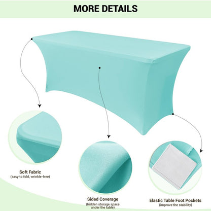 Obstal 6ft Stretch Spandex Table Cover for Standard Folding Tables - Universal Rectangular Fitted Tablecloth Protector for Party （Fresh Blue, 72 Length x 30 Width x 30 Height Inches）