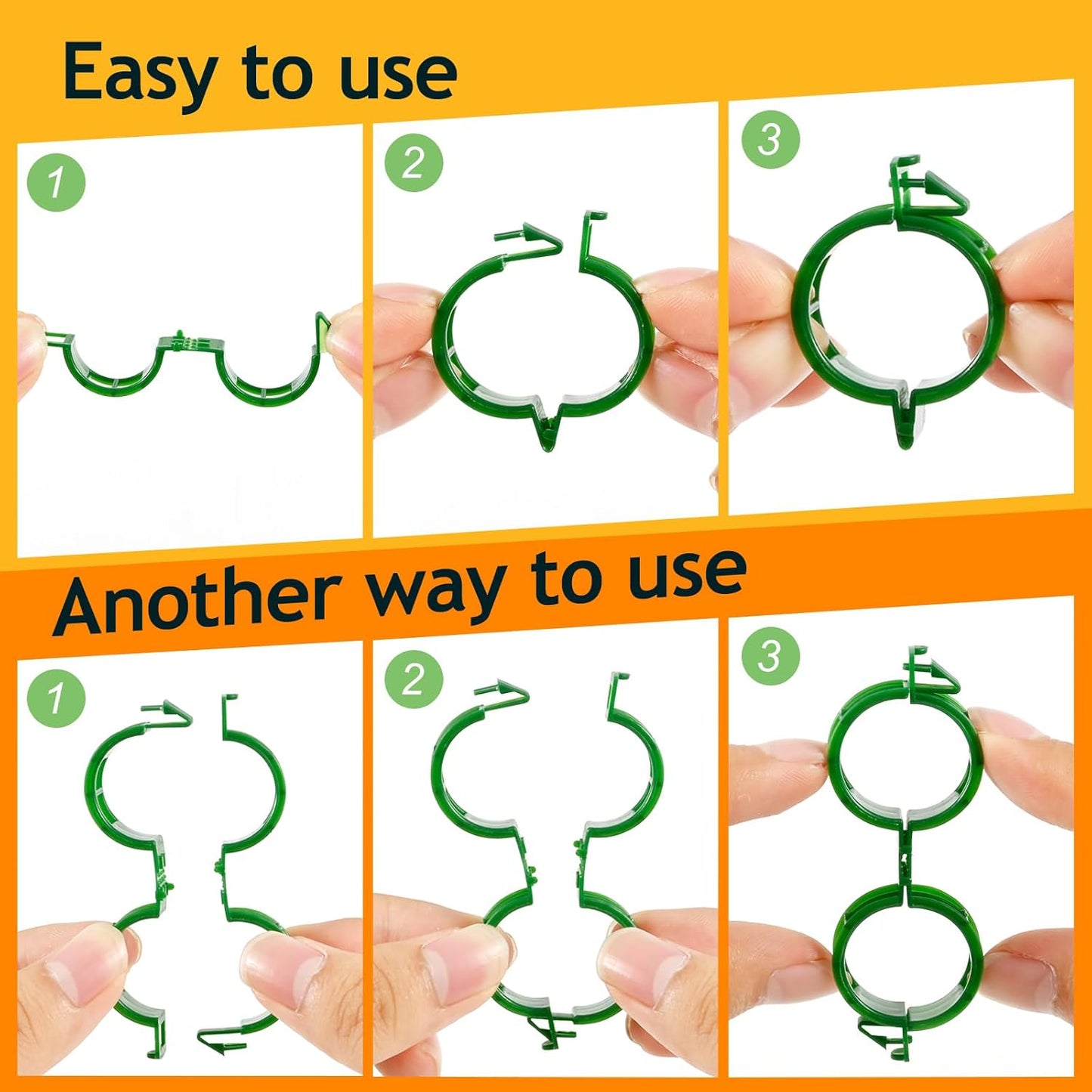 Regine Switzerland 200Pcs Plant Support Clips - Durable Tomato & Grape Vine Clamps for Garden Netting (Green)