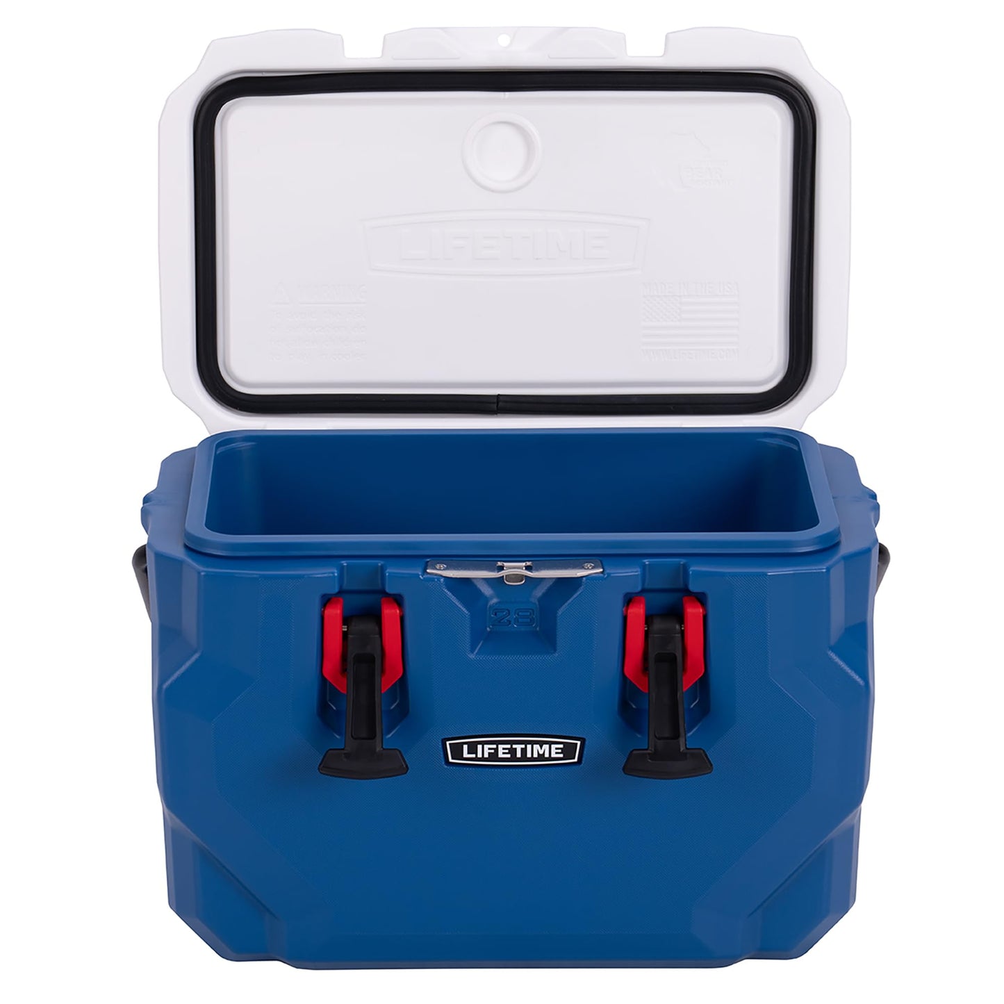 Lifetime 28 Quart Hard Cooler, Red, White & Blue, Patriotic Edition, Bear-Resistant, 5-Day Ice Retention, with Bottle Opener