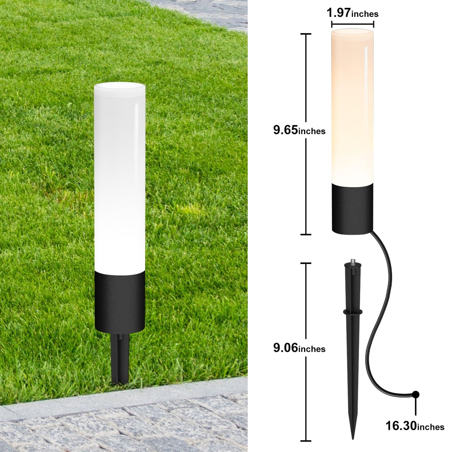 ALYFC 12 Pack Low Voltage Landscape Lighting Pathway Lights, 6W 300LM Landscape Lights 3000K Warm, IP65 Waterproof, Aluminum Outdoor Landscape Path Lights Wired for Walkway Yard Garden